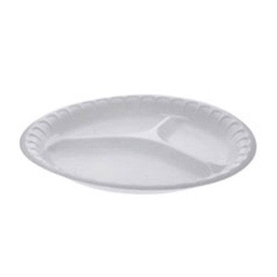 3 Compartment Non-Laminated  Round Foam Plate