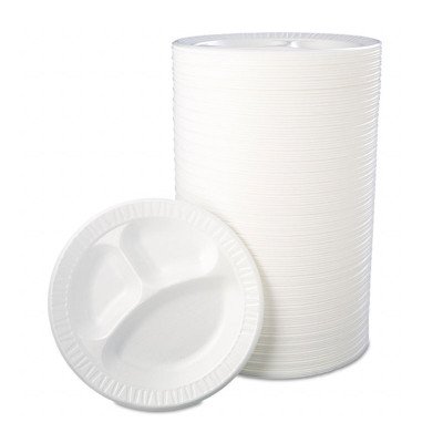 3 Compartment Laminated Round Foam Plate