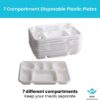 7 Compartment Rectangle Plastic Plates