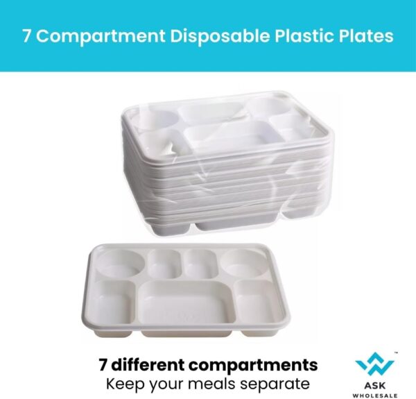 7 Compartment Rectangle Plastic Plates