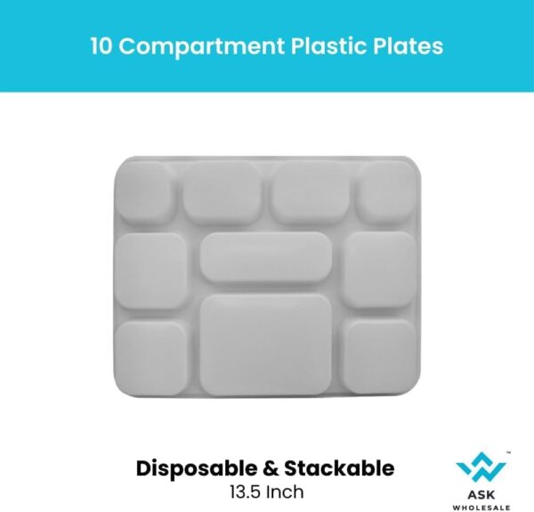 10 Compartment Rectangle Plastic Plates