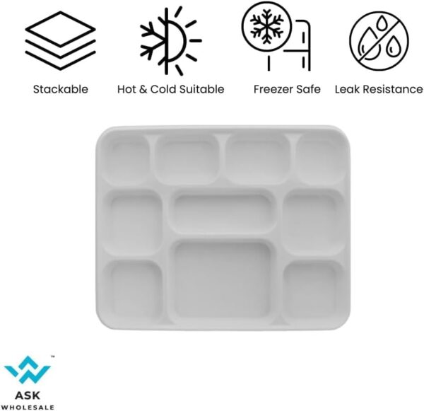 10 Compartment Rectangle Plastic Plates