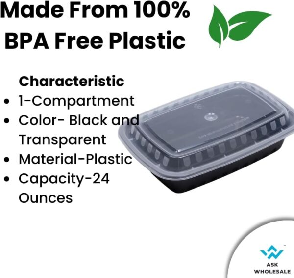 24 oz Meal Prep Plastic Container with lids